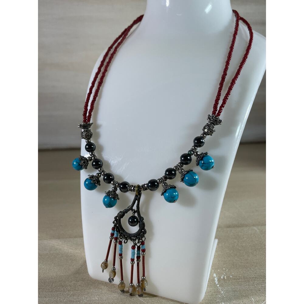 Turquoise 5 Necklaces, 1 pair Earrings Lot, Various Vintages & Styles